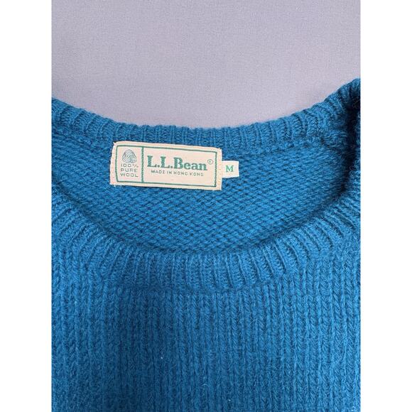 Vintage L.L. Bean Women’s Pullover Sweater Medium 100% Wool Teal Hong Kong - Picture 5 of 7
